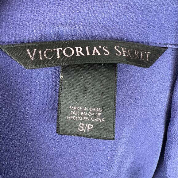VICTORIA'S SECRET Silk Purple Long Sleeve Pocket Button Down Shirt Top Size S - Picture 6 of 6